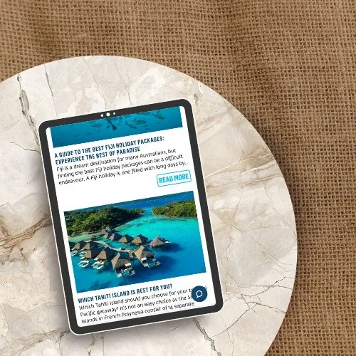 Fresh content for a travel website's SEO campaign shown on a tablet