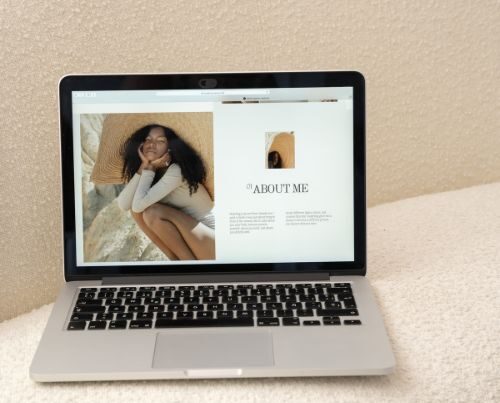 Open laptop shows a website with good image optimisation.